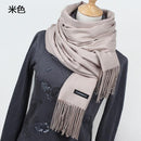 Women Cashmere / Pashmina long Wrap Around Scarf-YR001 Beige-JadeMoghul Inc.