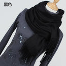 Women Cashmere / Pashmina long Wrap Around Scarf-YR001 black-JadeMoghul Inc.