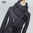 Women Cashmere / Pashmina long Wrap Around Scarf-YR001 Dark gray-JadeMoghul Inc.