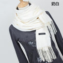 Women Cashmere / Pashmina long Wrap Around Scarf-YR001 Milk white-JadeMoghul Inc.