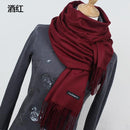 Women Cashmere / Pashmina long Wrap Around Scarf-YR001 Red wine-JadeMoghul Inc.