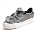 Women Casual Cotton Canvas Platform Loafers With Twist Bow Detailing-Gray-5-JadeMoghul Inc.