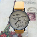 Women Casual Funny Quote Leather Strap Watch-Coffee-JadeMoghul Inc.