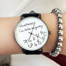 Women Casual Funny Quote Leather Strap Watch-White-JadeMoghul Inc.