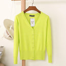 Women Casual Solid Color V Neck Cardigan-fruit green-XL-JadeMoghul Inc.