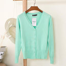 Women Casual Solid Color V Neck Cardigan-light green-XL-JadeMoghul Inc.