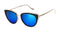 Women Cat Eye Sunglasses In Leopard Print And Reflective Mirror Lens-Silver Frame Blue-JadeMoghul Inc.
