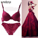 Women Charming Padded Lace Bra And Panties Set-Black-70A-JadeMoghul Inc.