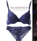 Women Charming Padded Lace Bra And Panties Set-Blue-70A-JadeMoghul Inc.