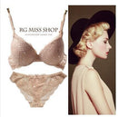 Women Charming Padded Lace Bra And Panties Set-Khaki-70A-JadeMoghul Inc.