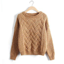 Women Chevron Self Mohair Pull Over Sweater-Orange-One Size-JadeMoghul Inc.