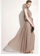 Women Chiffon Maxi Two Way Maternity Dress-Khaki-JadeMoghul Inc.