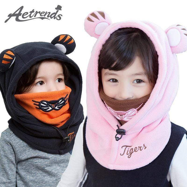[AETRENDS] Cute Lovely Character Hooded Cap Baby Winter Hats for Kids 1~12 Years Old Masked Hood Cap Z-5053