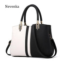 Women Color Block Bucket Tote With Detachable Shoulder Strap-black-JadeMoghul Inc.