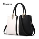 Women Color Block Bucket Tote With Detachable Shoulder Strap-black-JadeMoghul Inc.