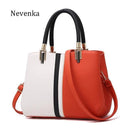 Women Color Block Bucket Tote With Detachable Shoulder Strap-red-JadeMoghul Inc.