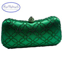 Women Colored Crystal Formal Party Clutch-Flower Emerald-JadeMoghul Inc.