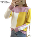 Women Colorful Block Pullover