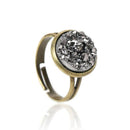Women Copper Adjustable Druzy Crystal Ring-Silver Gray-JadeMoghul Inc.