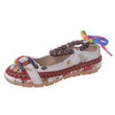 Women Cotton Canvas Printed Design Slip On Shoes With Wood Beads Detailing-7013W white-5-JadeMoghul Inc.