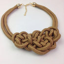Women Cotton Rope Celtic Knot Design Collar Necklace AExp