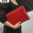 Women Crocodile Embossed Patent Leather Clutch Bag-white-JadeMoghul Inc.