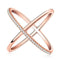 Women Cross Design Ring With Zircon Setting-5-Rose Gold Color-China-JadeMoghul Inc.