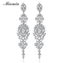 Women Crystal Long Chandelier Drop Earrings-silver-JadeMoghul Inc.