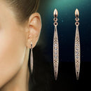 Women Cubic Zircon Dangle Earrings In silver And Rose Gold-Rose Gold Plated-JadeMoghul Inc.