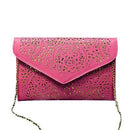 Women Cut Work Envelope Clutch With Metal Chain Shoulder Strap-Rose-31cm x 20cm x 2cm-JadeMoghul Inc.