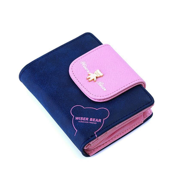 Women Cute Bear Charm Wallet With Multiple Pockets-Blue-JadeMoghul Inc.