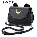 Women Cute Cat detailed Patent Leather Cross Body Bag-black-Brand Bag-JadeMoghul Inc.