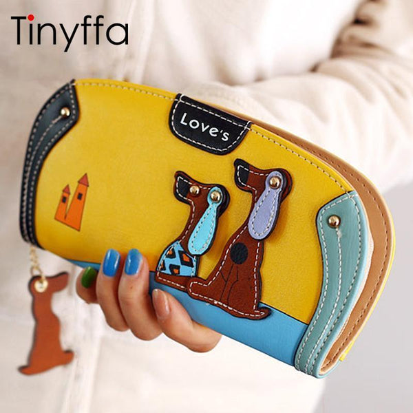 Women Cute Dog Applique Zippered Wallet With Multiple Compartments-1-JadeMoghul Inc.