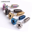 Women Double Sided Stainless Steel Screw Stud Earrings-A-JadeMoghul Inc.