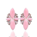 Women Elegant Crystal Stone Stud Earrings-Solid pink-JadeMoghul Inc.