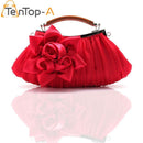 Women Elegant Silk Flower Evening Clutch-Black-(20cm<Max Length<30cm)-JadeMoghul Inc.