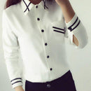 Women Elegant Turn down Collar Shirt Top-Short-L-JadeMoghul Inc.