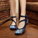 Women Embroidered Sequins Flat Shoes With Ankle Strap Closure-27-7.5-JadeMoghul Inc.