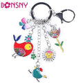 Women Enamel Whimsical Spring Theme Charm Key Ring / Bag Charm-Multicolor-JadeMoghul Inc.