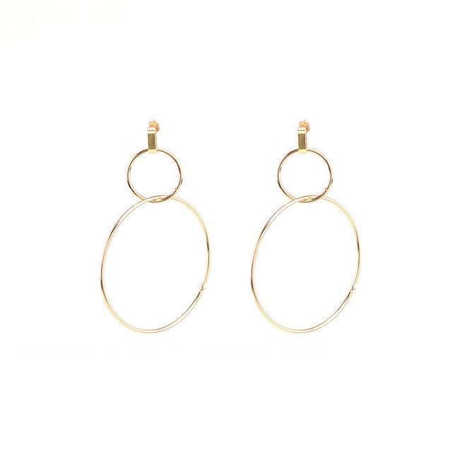 Women Exaggerated Hoop In Hoop Design Earrings-Gold-JadeMoghul Inc.