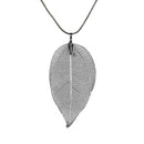 Women Fashion Detailed Leaf Design Pendant And Chain-Black-JadeMoghul Inc.