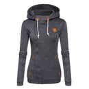 Women Fashion Fleeces Zippered Sweatshirt / Hoodie