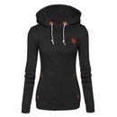 Women Fashion Fleeces Zippered Sweatshirt / Hoodie-Black-S-JadeMoghul Inc.