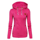 Women Fashion Fleeces Zippered Sweatshirt / Hoodie-Rose red-S-JadeMoghul Inc.