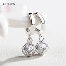 Women Fashion Silver/Gold Square Drop Earrings With Zircon Crystal-white gold plated-JadeMoghul Inc.