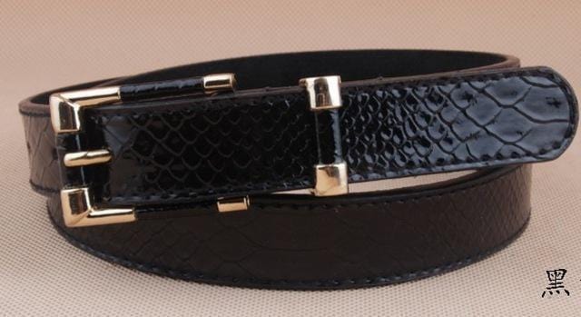 Women Faux Crocodile Leather Belt With Alloy Pin Buckle-black color-JadeMoghul Inc.