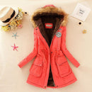 Women Faux Fur Collar Hooded Jacket-Watermelon-XXL-JadeMoghul Inc.