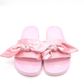 Women Faux Fur / Silk Bow Detailed Beach Rubber Slippers-pink 1-6-JadeMoghul Inc.
