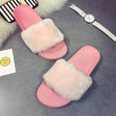 Women Faux Fur / Silk Bow Detailed Beach Rubber Slippers-pink-6-JadeMoghul Inc.