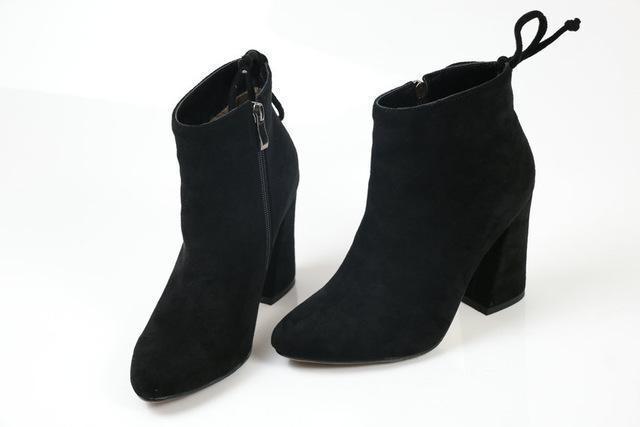 Women Faux Suede Ankle Length Winter Boots-Black-11-JadeMoghul Inc.